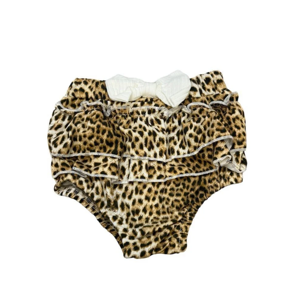 Shein Kids Baby Girls Leopard Print Heart Graphic Outfit Set 3-6M Multicolor